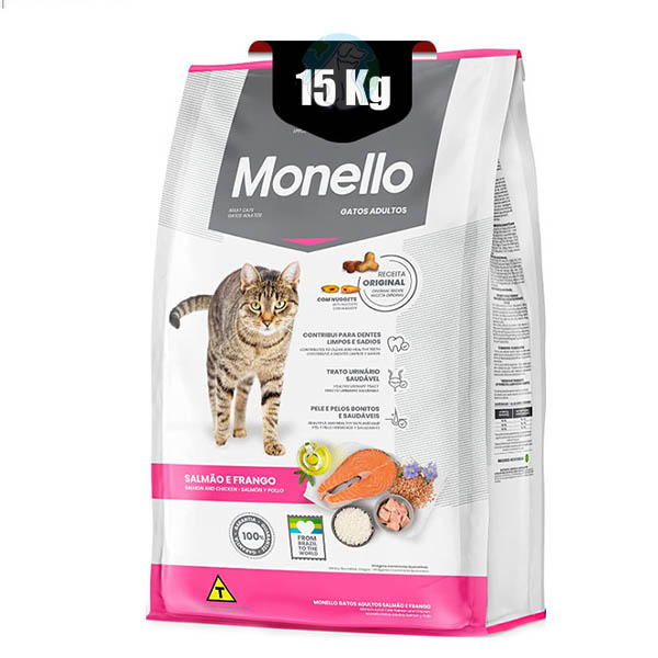 غذای خشک گربه بالغ طعم مرغ و سالمون 15 کیلوگرمی Monello